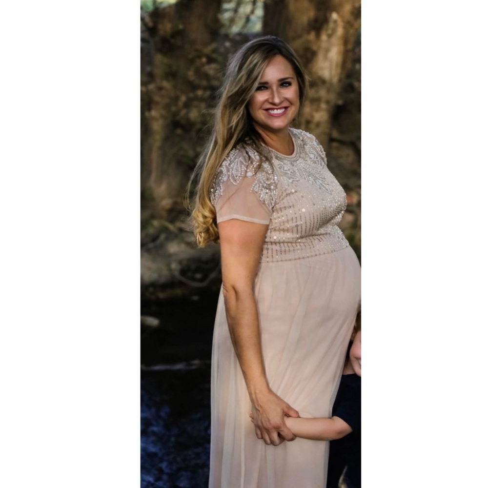 ASOS Maternity Dress in Cream with Sequin Embellishments - Picture 7 of 9